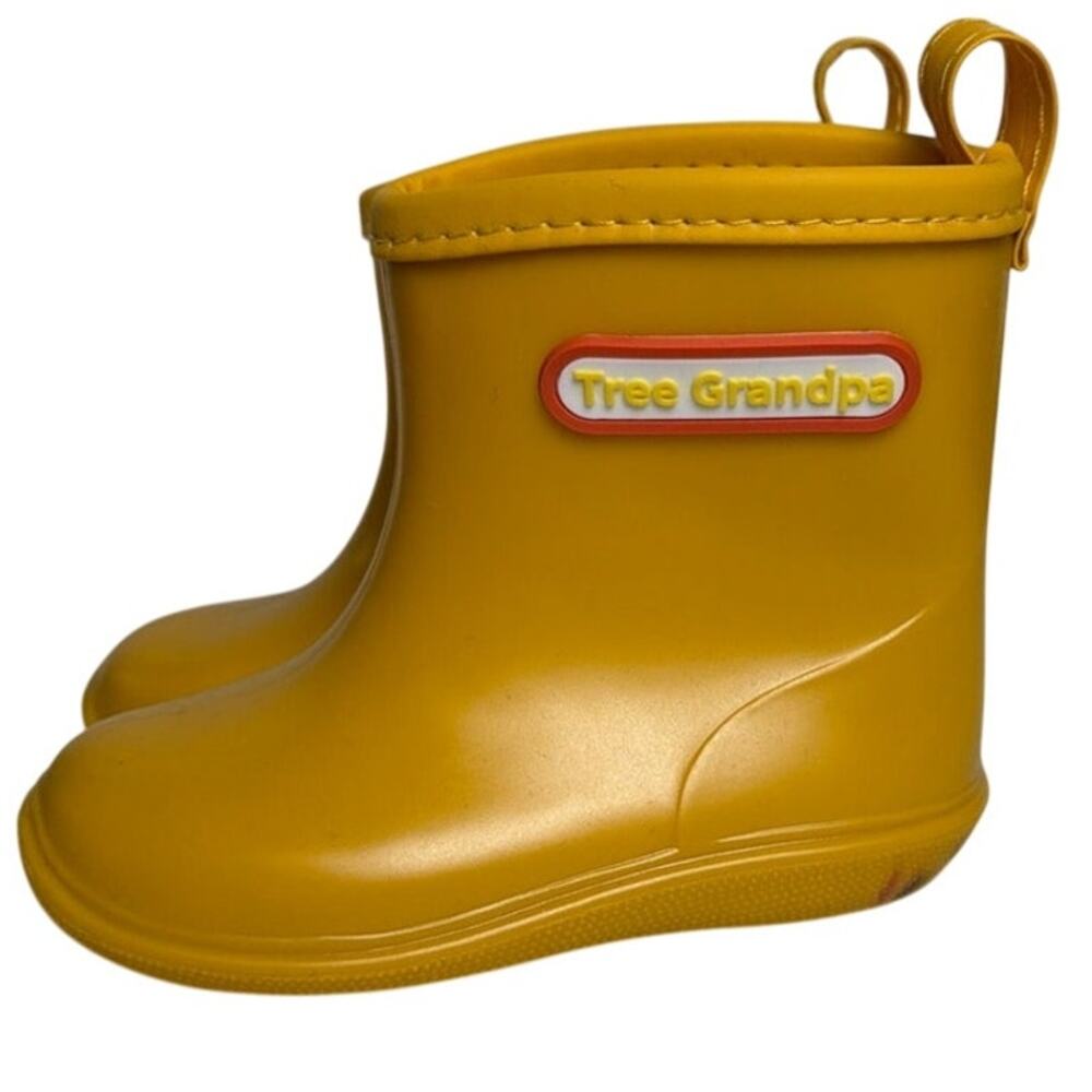 Tree Grandpa Toddler Rain Boots Mustard Yellow Waterproof Pull On Size 13